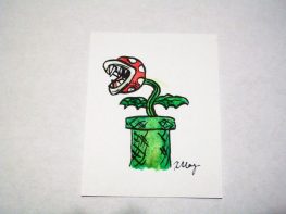 Piranha Plant, ink and watercolor